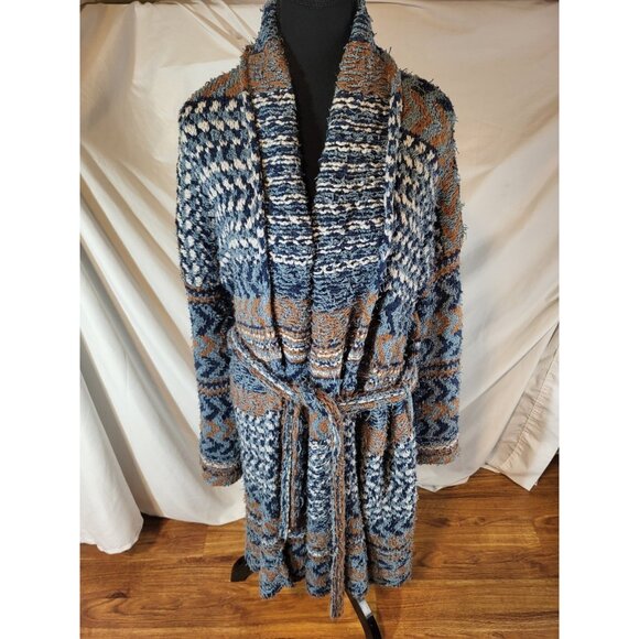 Free People Iona Cardigan Sweater Coat Belted Southwest Shaggy Small OB461293 - Picture 1 of 6